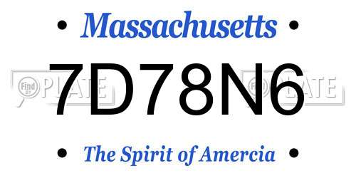 7D78N6 Massachusetts License Plate