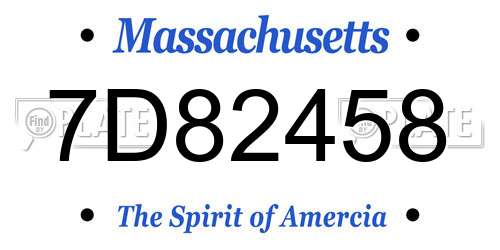 7D82458 Massachusetts License Plate