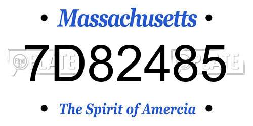 7D82485 Massachusetts License Plate