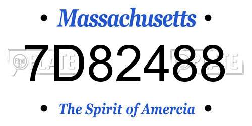 7D82488 Massachusetts License Plate