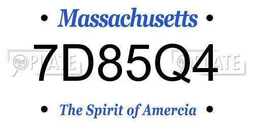 7D85Q4 Massachusetts License Plate
