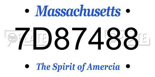 7D87488 Massachusetts License Plate