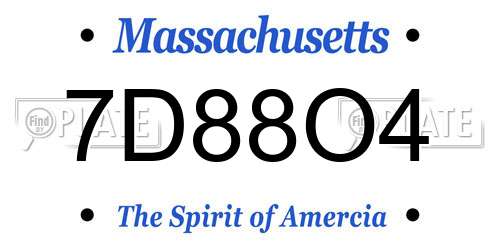 7D88O4 Massachusetts License Plate