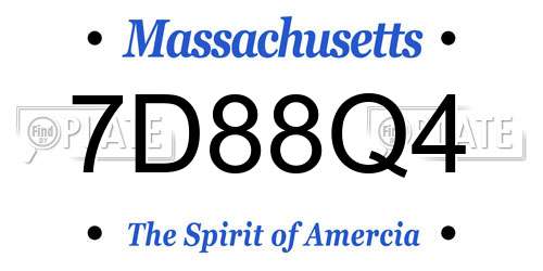 7D88Q4 Massachusetts License Plate