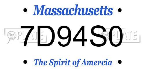 7D94S0 Massachusetts License Plate