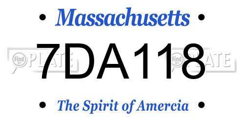 7DA118 Massachusetts License Plate