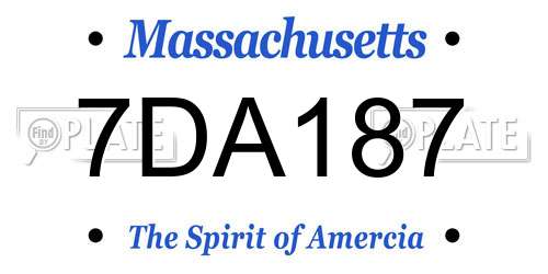 7DA187 Massachusetts License Plate