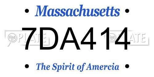 7DA414 Massachusetts License Plate