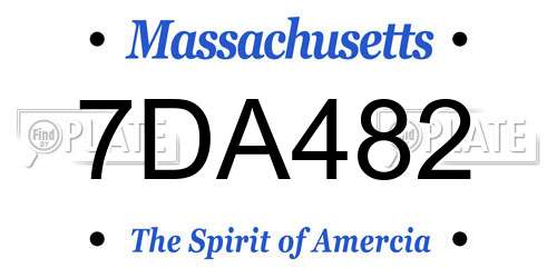 7DA482 Massachusetts License Plate