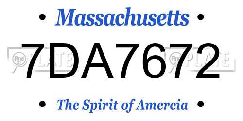 7DA7672 Massachusetts License Plate