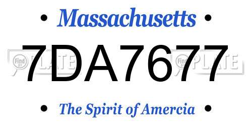 7DA7677 Massachusetts License Plate