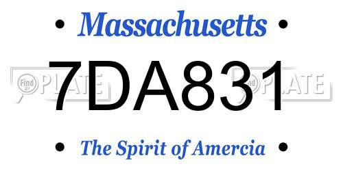 7DA831 Massachusetts License Plate