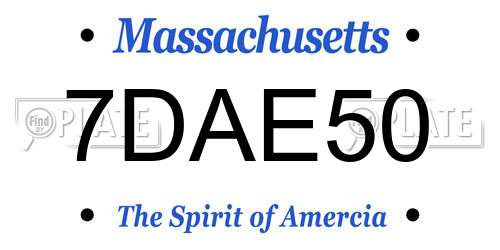 7DAE50 Massachusetts License Plate