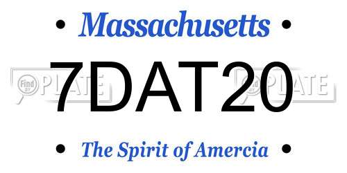 7DAT20 Massachusetts License Plate