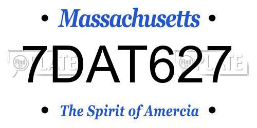 7DAT627 Massachusetts License Plate