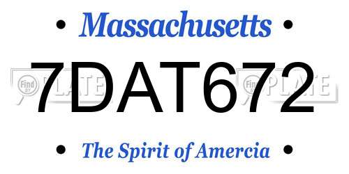7DAT672 Massachusetts License Plate