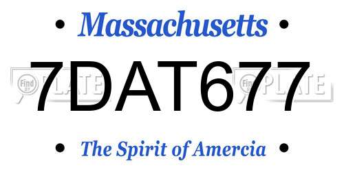 7DAT677 Massachusetts License Plate