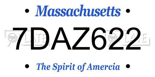 7DAZ622 Massachusetts License Plate