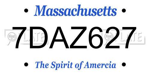 7DAZ627 Massachusetts License Plate