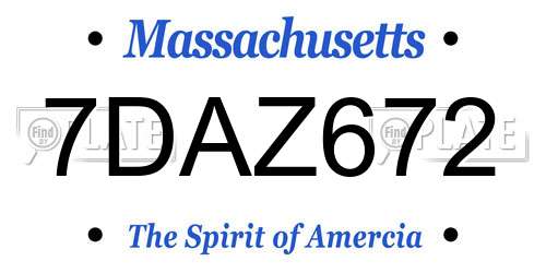 7DAZ672 Massachusetts License Plate
