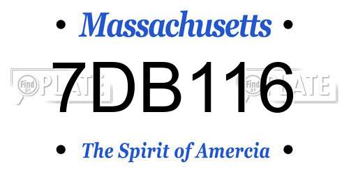 7DB116 Massachusetts License Plate