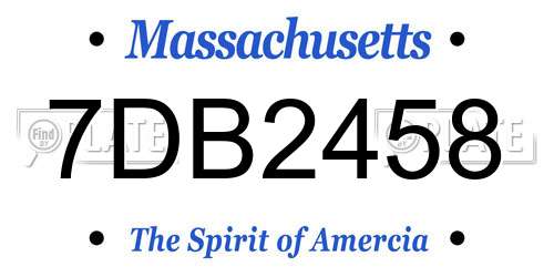 7DB2458 Massachusetts License Plate