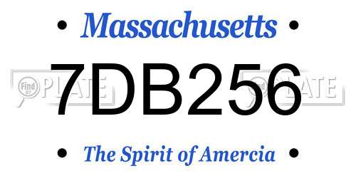 7DB256 Massachusetts License Plate