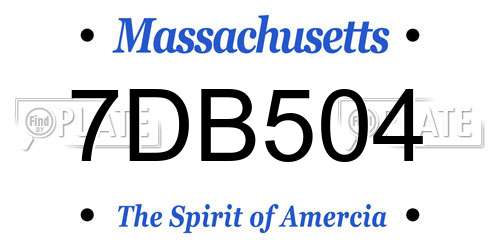 7DB504 Massachusetts License Plate
