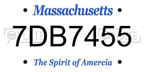 7DB7455 Massachusetts License Plate