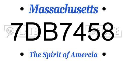 7DB7458 Massachusetts License Plate