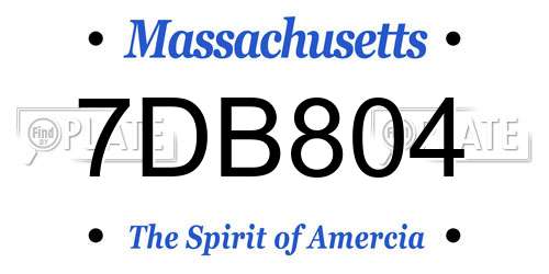 7DB804 Massachusetts License Plate