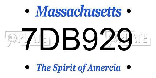 7DB929 Massachusetts License Plate