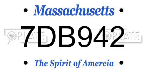 7DB942 Massachusetts License Plate