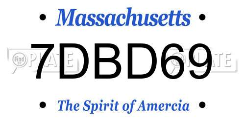 7DBD69 Massachusetts License Plate