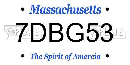 7DBG53 Massachusetts License Plate