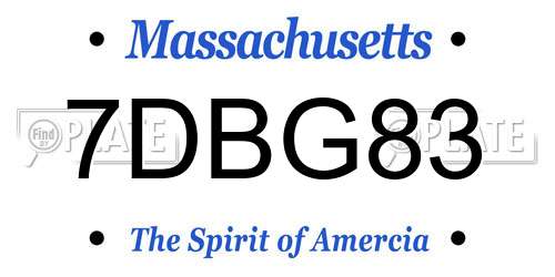 7DBG83 Massachusetts License Plate