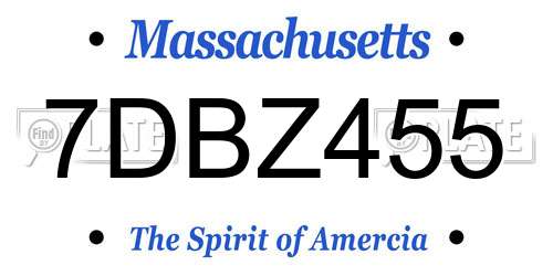 7DBZ455 Massachusetts License Plate