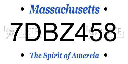 7DBZ458 Massachusetts License Plate