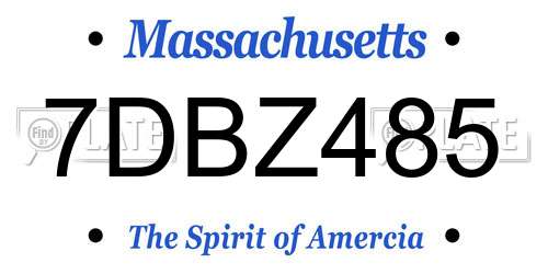 7DBZ485 Massachusetts License Plate