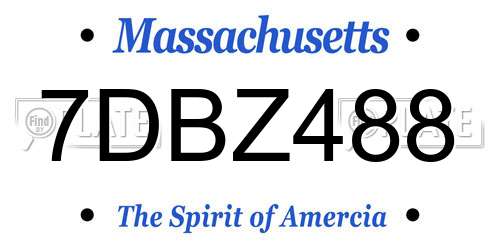 7DBZ488 Massachusetts License Plate