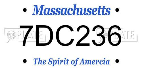 7DC236 Massachusetts License Plate