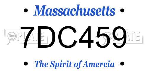 7DC459 Massachusetts License Plate