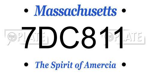 7DC811 Massachusetts License Plate