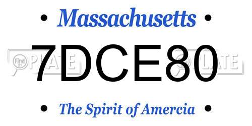 7DCE80 Massachusetts License Plate