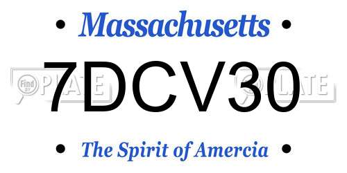 7DCV30 Massachusetts License Plate