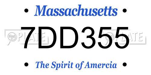 7DD355 Massachusetts License Plate