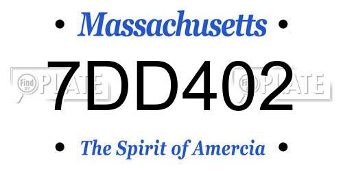 7DD402 Massachusetts License Plate
