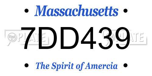 7DD439 Massachusetts License Plate
