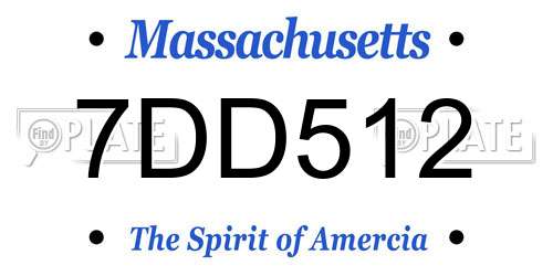7DD512 Massachusetts License Plate