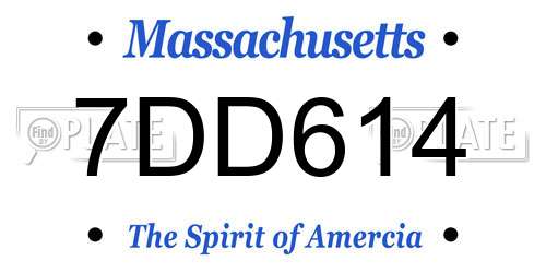7DD614 Massachusetts License Plate